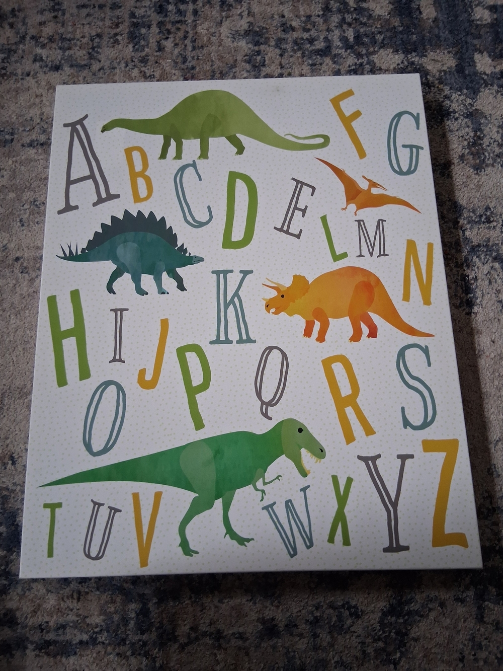 Kids Dinosaur ABC Wall Art - Green & Orange Alphabet Poster